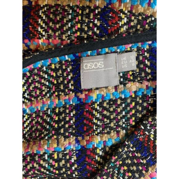 ASOS skirt womens size 8 multi colored Tweed mini Pencil buckle side clasp - Picture 3 of 5